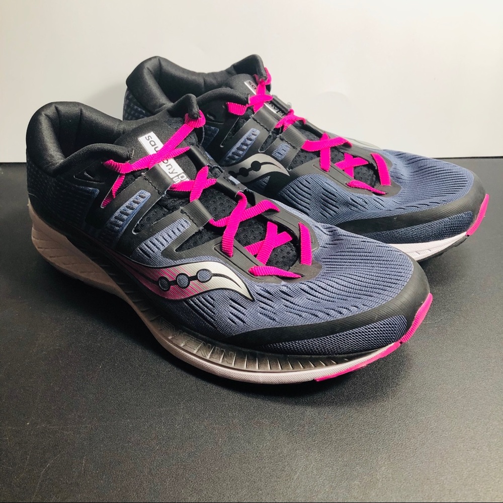 10.5 Saucony Guide Iso 2 Black Purple Running Shoe